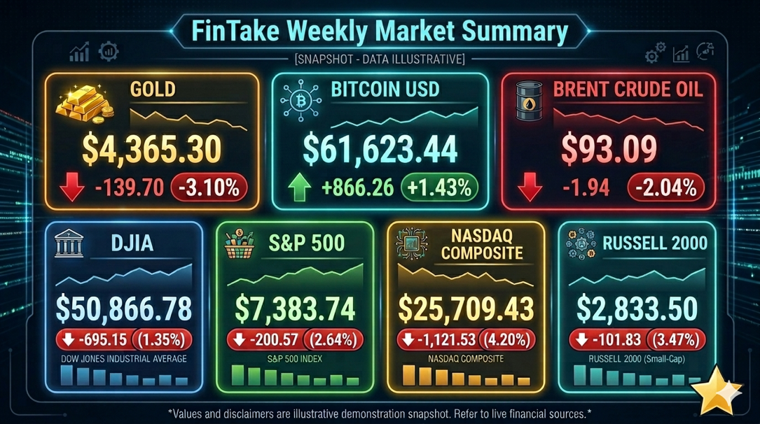 FinTake Weekly: Markets Retreat, Bitcoin Plunges, and Bahrain Profits Rise