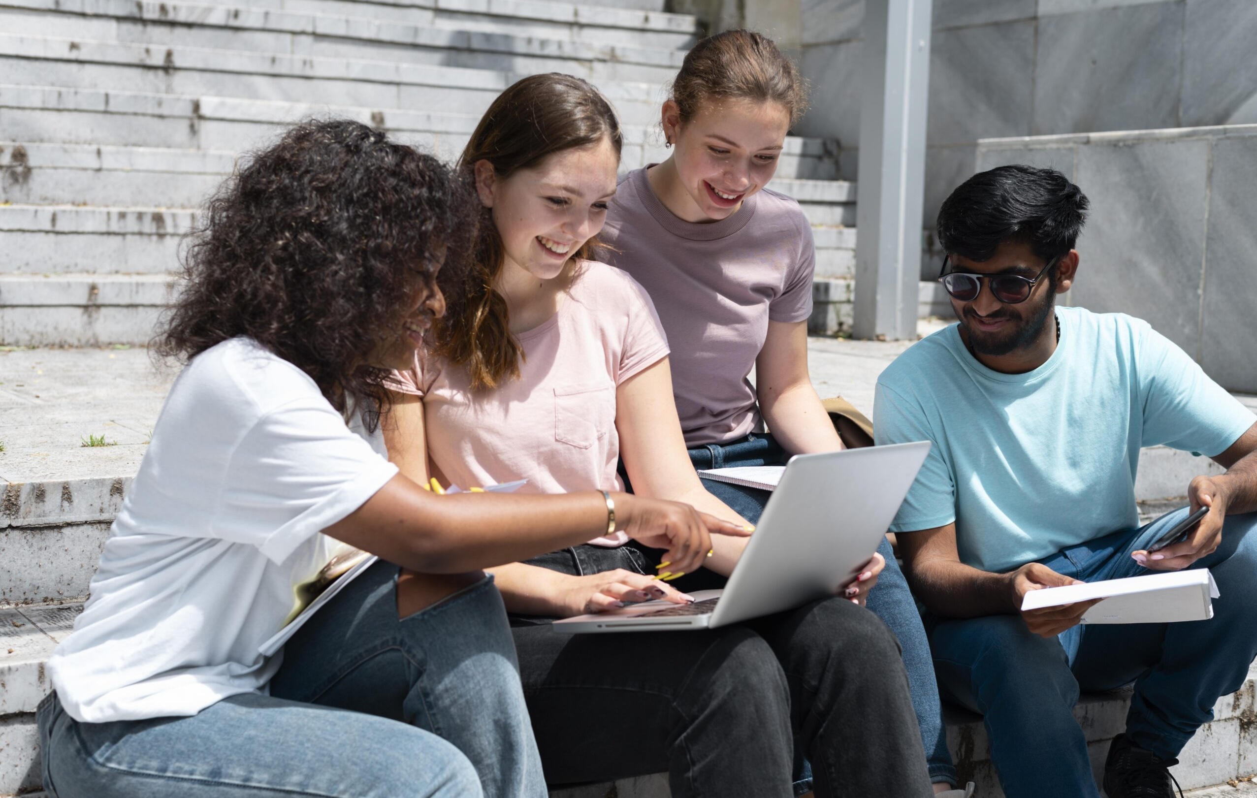 International students studying together