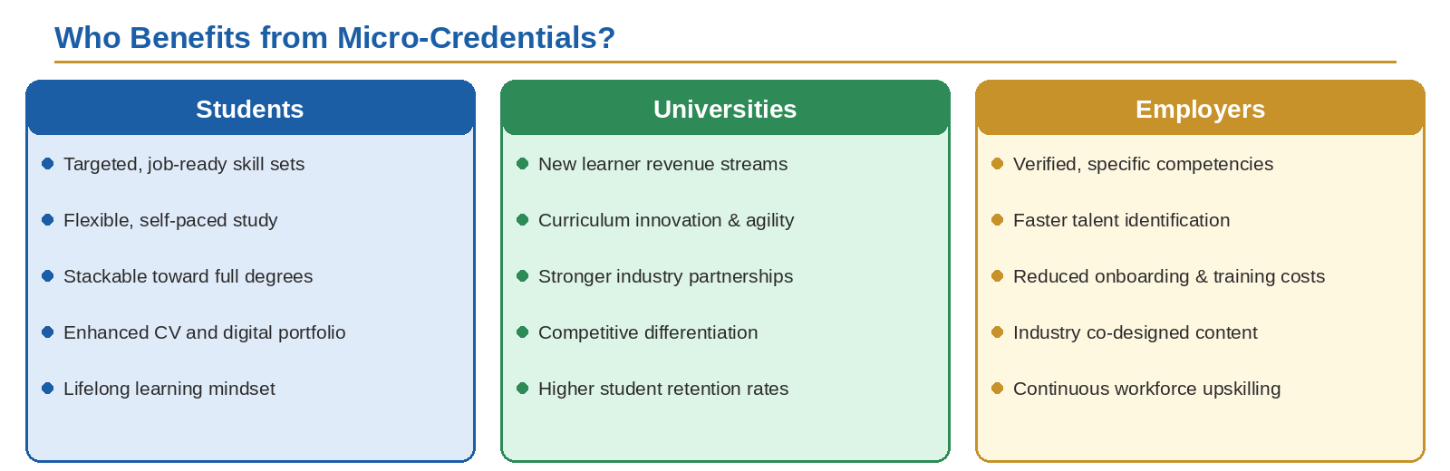 Who Benefits from Micro-Credentials? Students, Universities, and Employers