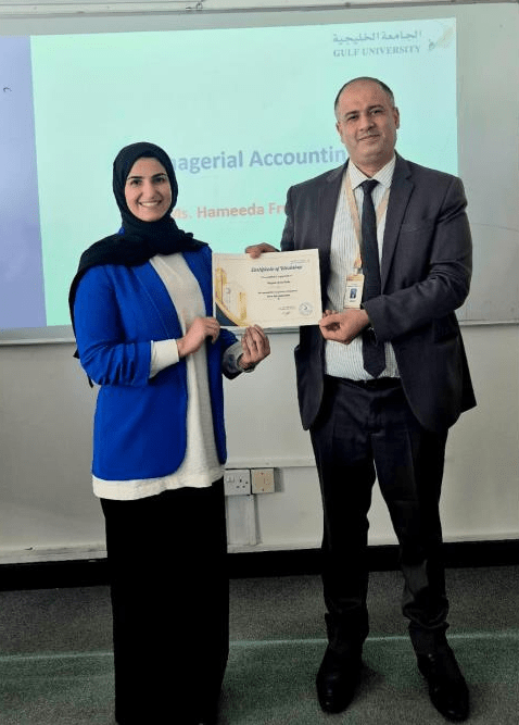 Dr. Ahmed Al-Astal Hosts Guest Speaker Ms. Hamida Frutan for Managerial Accounting and Financial Controlling Course