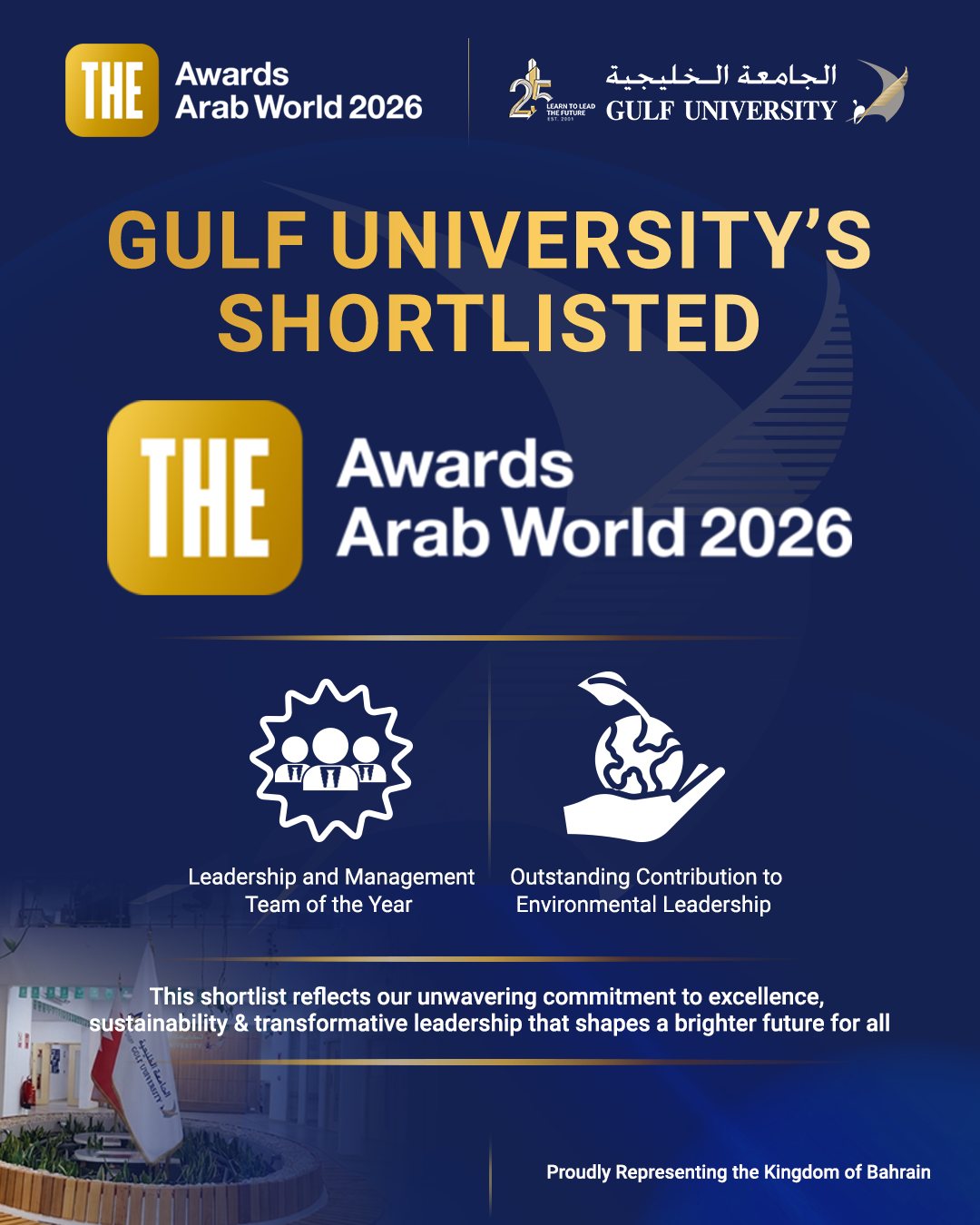 Gulf University Makes History: Shortlisted Twice for THE Arab World Awards